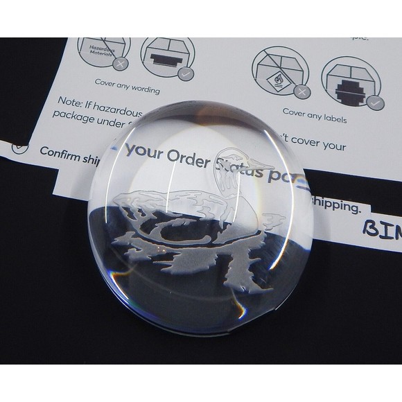 Jonel Full Lead Crystal Etched Duck Dome Magnifying Paperweight 3-1/2 Inches - Picture 10 of 10